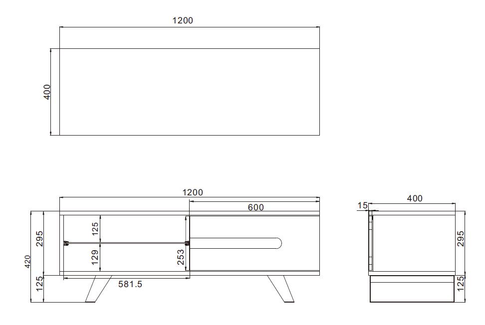 TTAP Miami 1200 TV Stand in Oak and White thumbnail image
