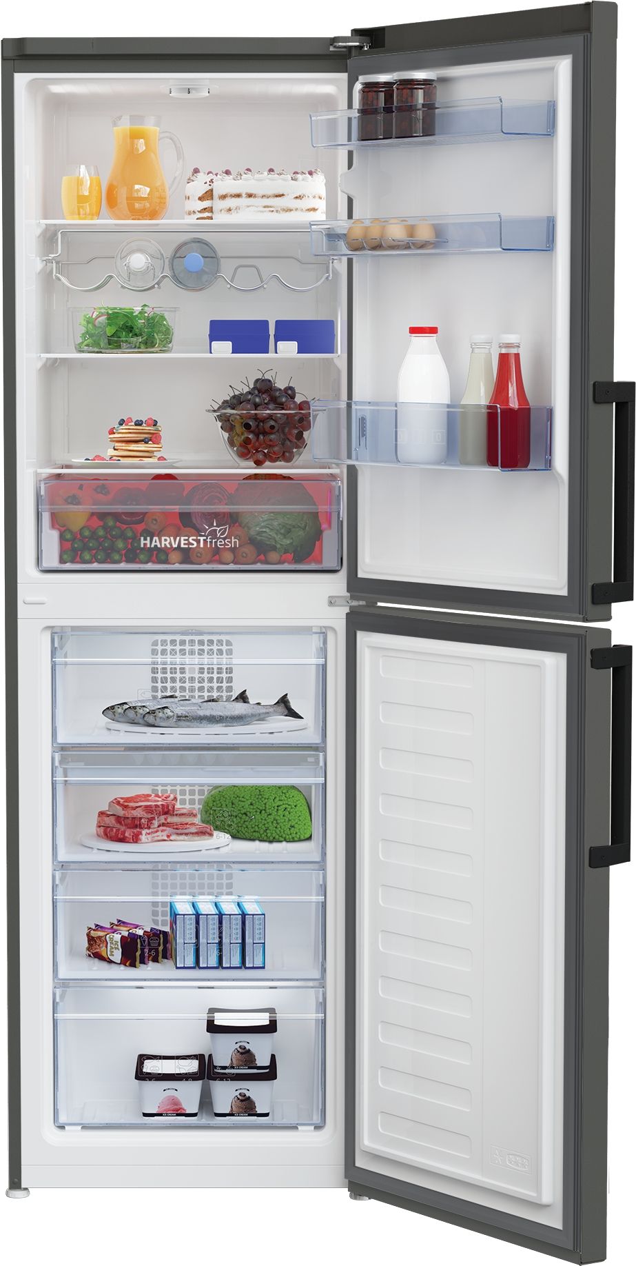 Beko CRFP3691VG 60X191cm Freestanding Frost Free Fridge Freezer With Harvestfreshâ„¢ - Graphite thumbnail image
