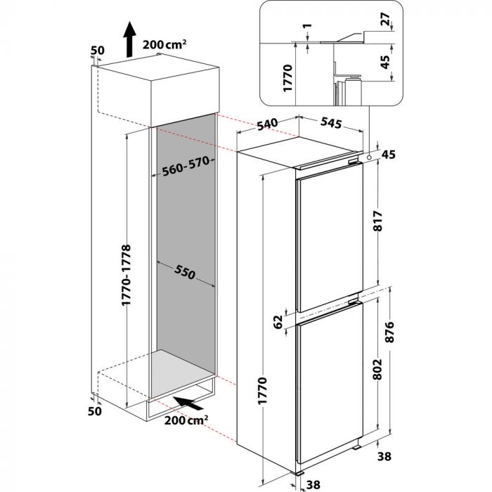 Hotpoint HPKH 1262B4 UK Integrated No Frost 50/50 Fridge Freezer thumbnail image