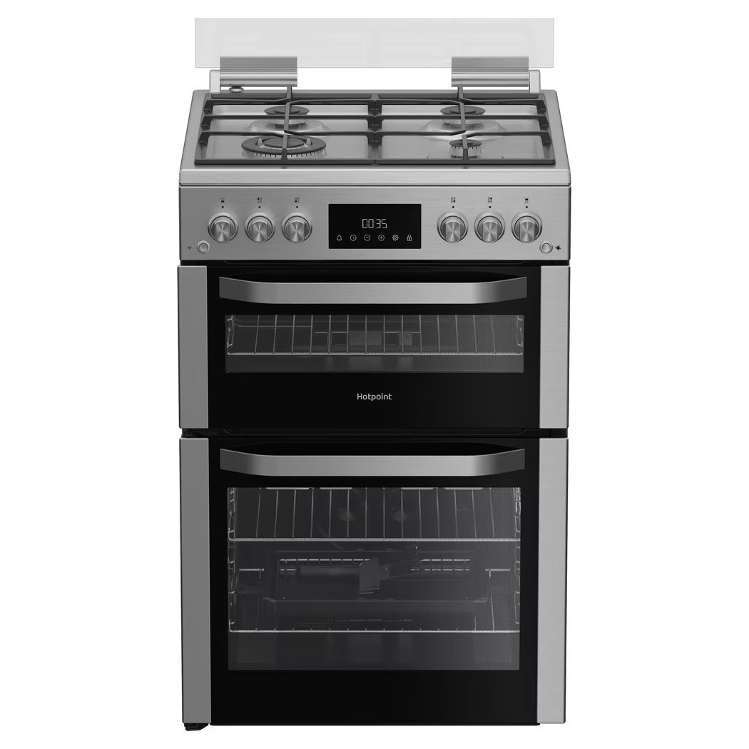Hotpoint HDG6GDCWX 60cm wide Double Oven Gas Cooker thumbnail image