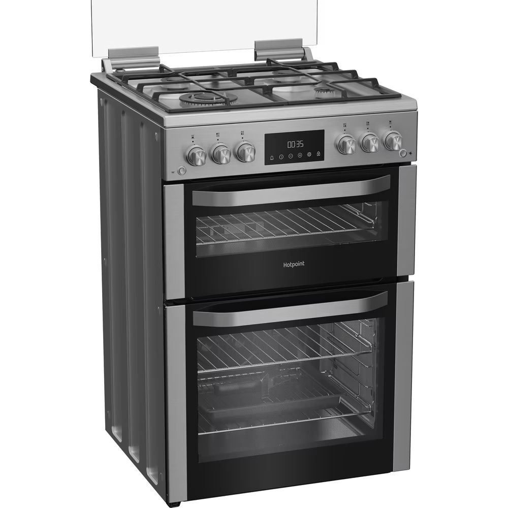 Hotpoint HDG6GDCWX 60cm wide Double Oven Gas Cooker thumbnail image