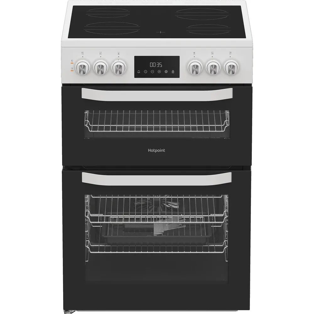 Hotpoint HTE6VDCW 60cm Electric Cooker with Ceramic Hob - White - A/A Rated thumbnail image