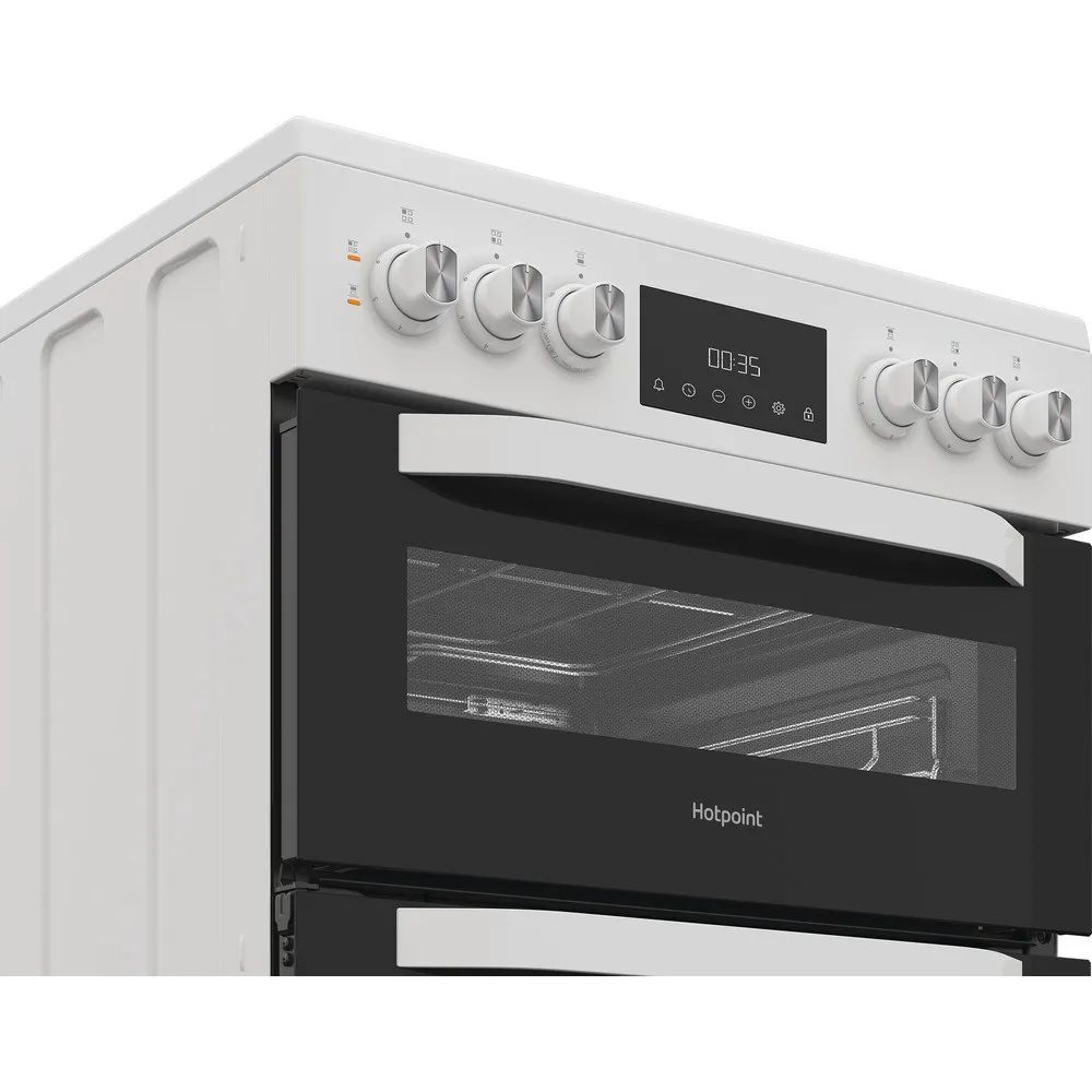 Hotpoint HTE6VDCW 60cm Electric Cooker with Ceramic Hob - White - A/A Rated thumbnail image