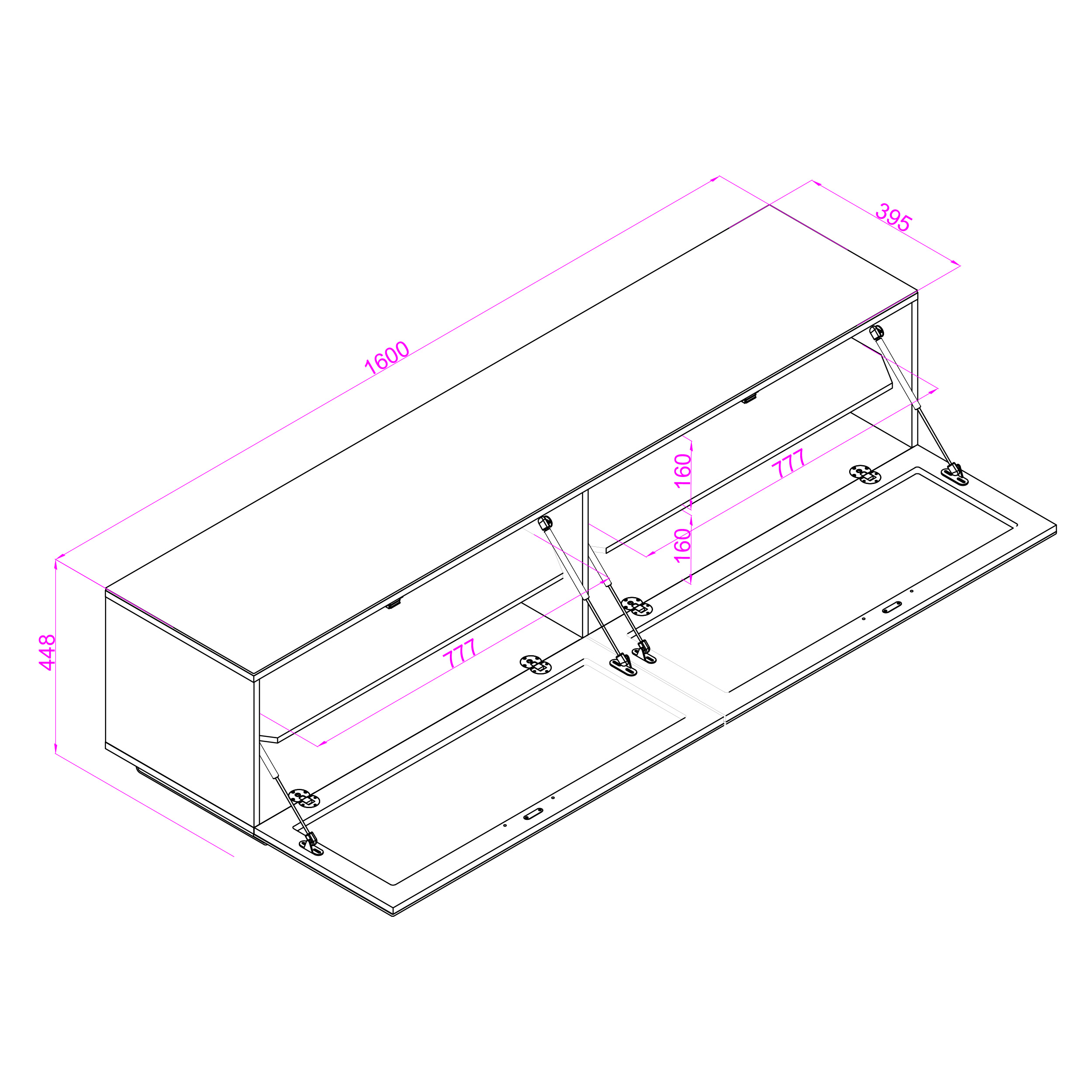 TTAP SOR-1600-GRY Sorrento 1600mm TV Stand - Grey thumbnail image