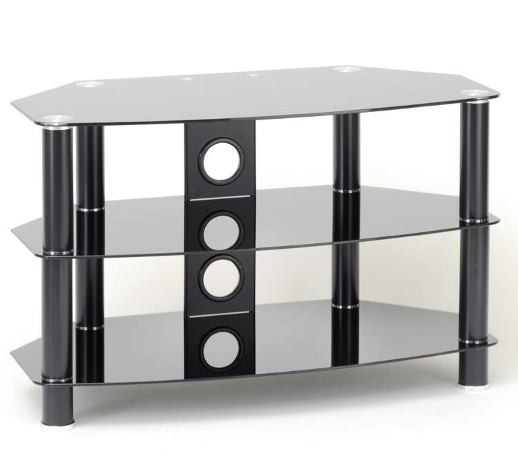 TTAP Vantage 3-Shelf Glass TV Stand in Black thumbnail image