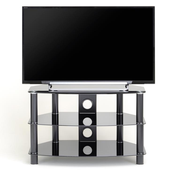 TTAP Vantage 3-Shelf Glass TV Stand in Black thumbnail image