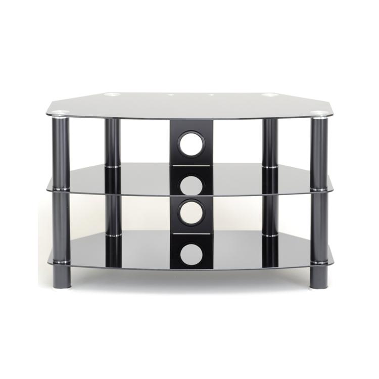 TTAP Vantage 3-Shelf Glass TV Stand in Black thumbnail image