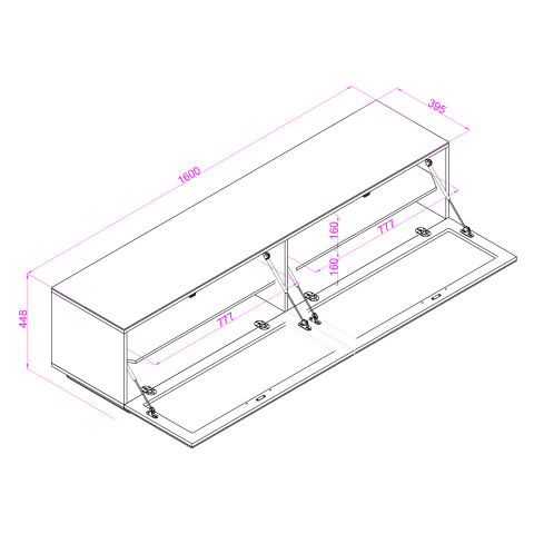 TTAP SOR-1600-GRY Sorrento 1600mm TV Stand - Grey