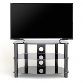TTAP Vantage 3-Shelf Glass TV Stand in Black - 3